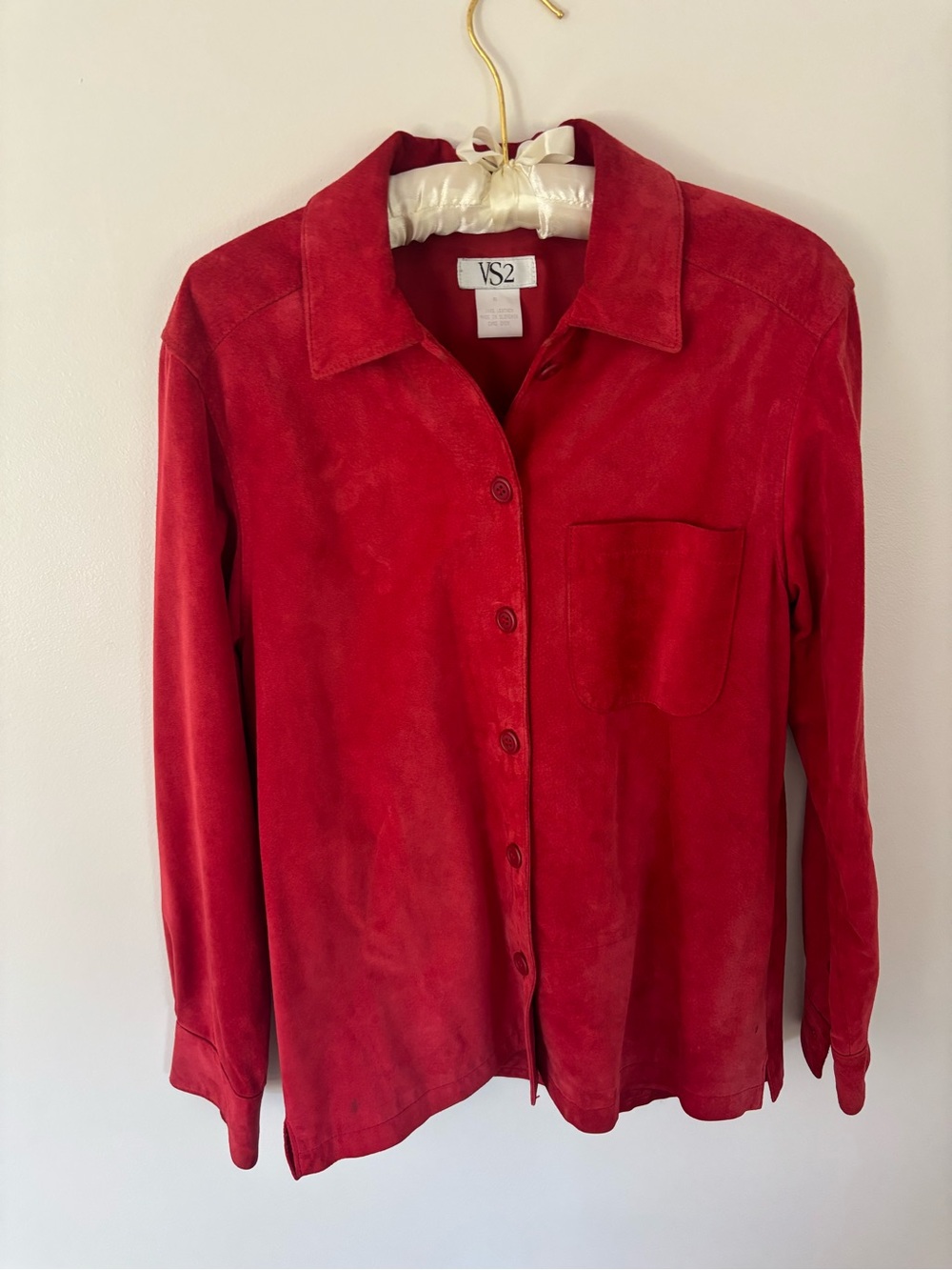 Red Suede Button-Front Jacket